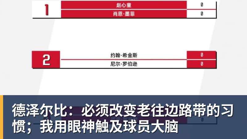 德泽尔比：必须改变老往边路带的习惯；我用眼神触及球员大脑