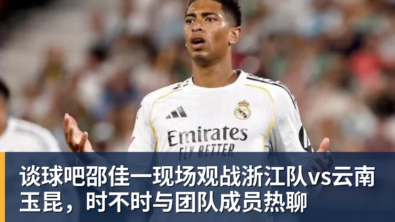 谈球吧邵佳一现场观战浙江队vs云南玉昆，时不时与团队成员热聊